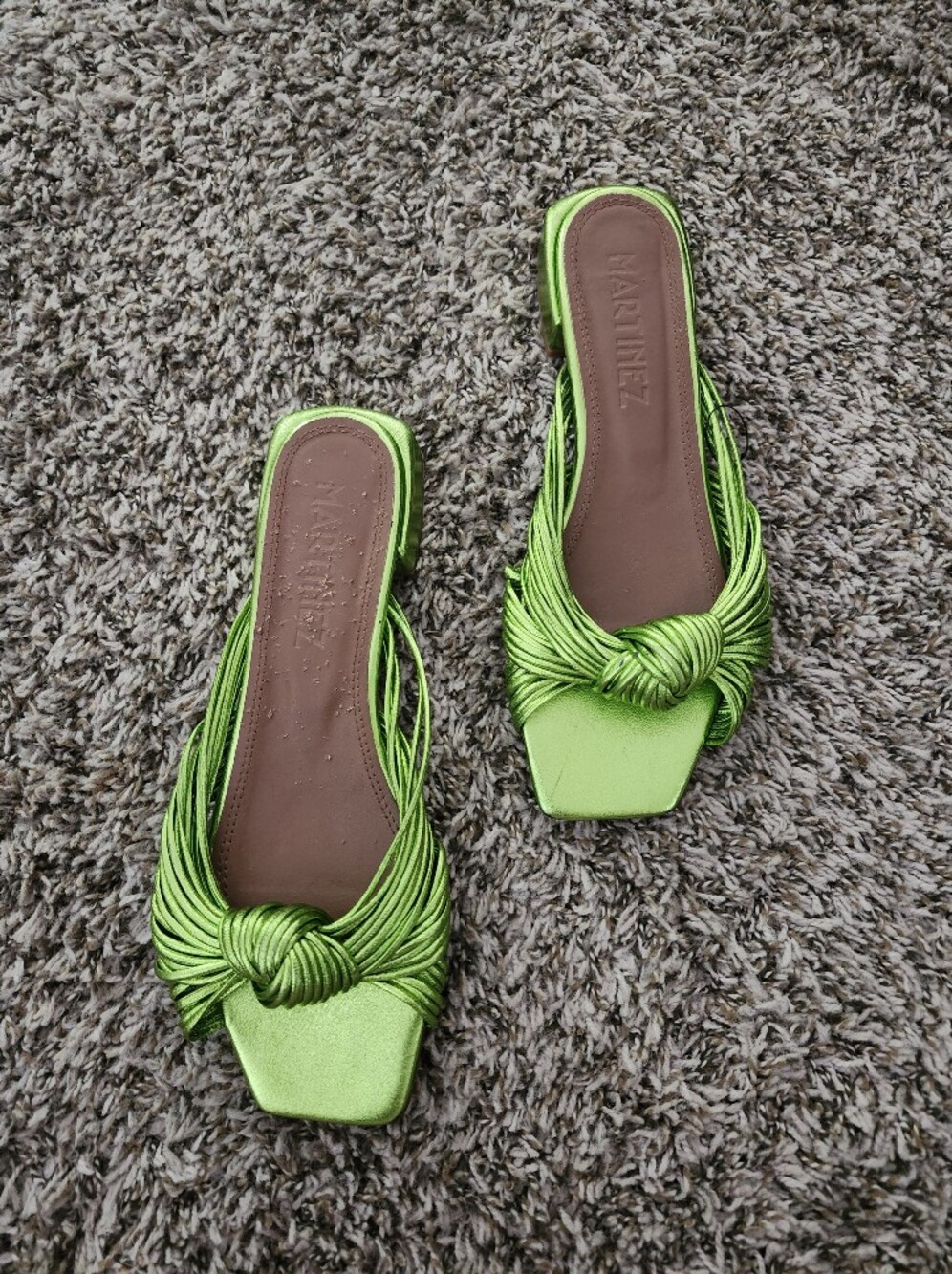 Lime Green Knotted Slide Sandals for Women